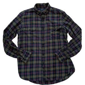 Polo Ralph Lauren Cotton Long Sleeve Button Down Plaid Shirt, Navy, Red, L